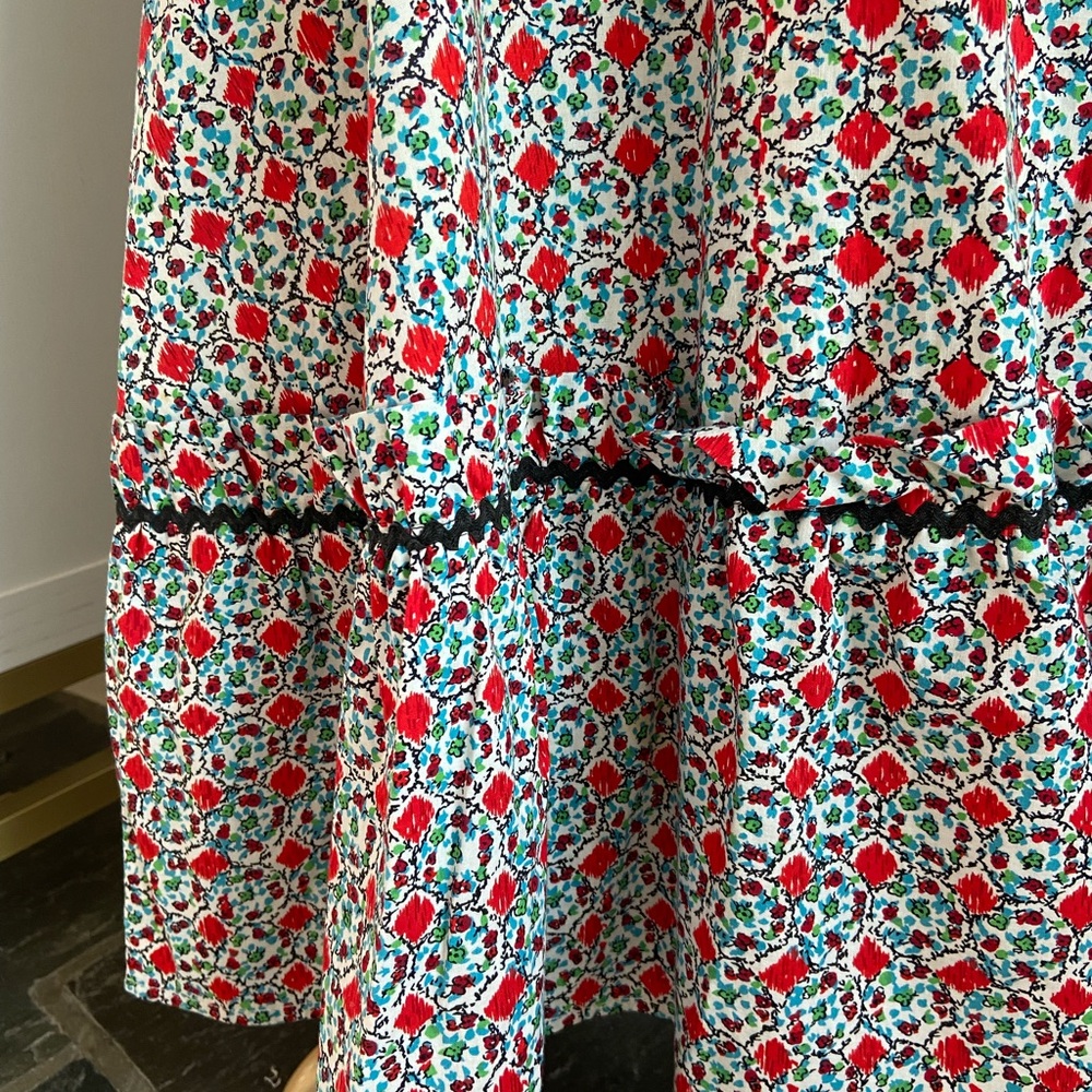 Colonial Colonel Americana Revolutionary Historical Calico Print Dress Size 6 - Picture 6 of 10